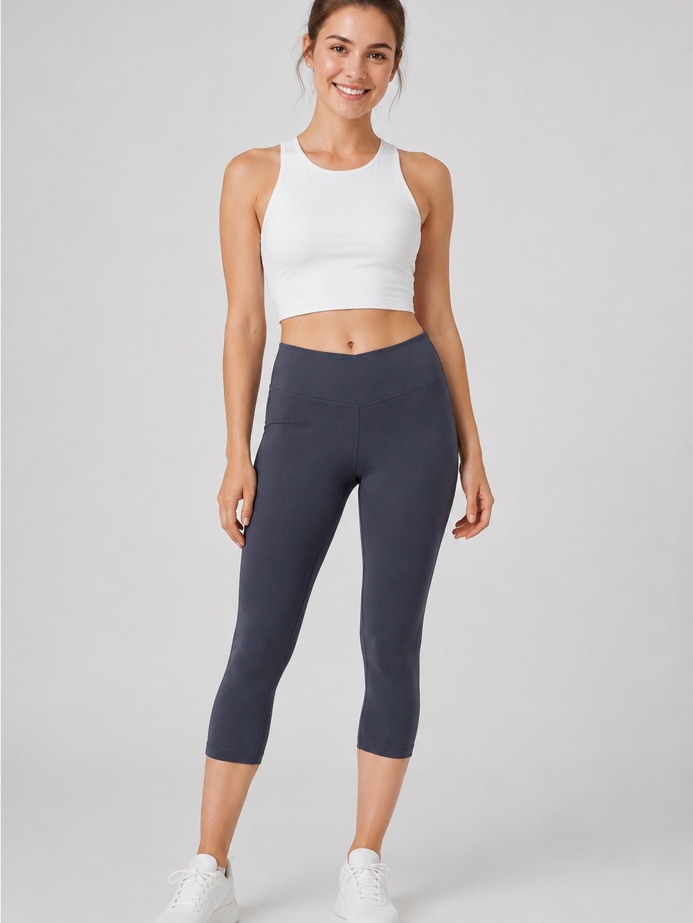 Lululemon Women’s Sz 8 Charcoal Gray High Rise Capri Leggings Cropped Yoga Pants